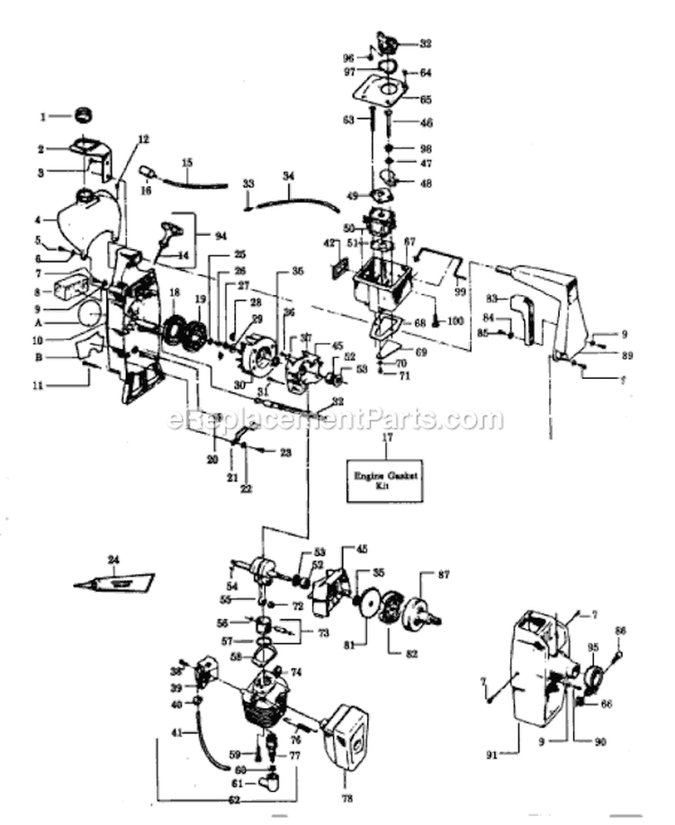 Page C Diagram and Parts List for YP116  Weed Eater Trimmer
